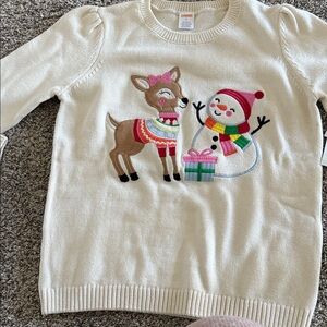 Gymboree brand new 3 piece Cream Holiday Sweater with Reindeer and Snowman